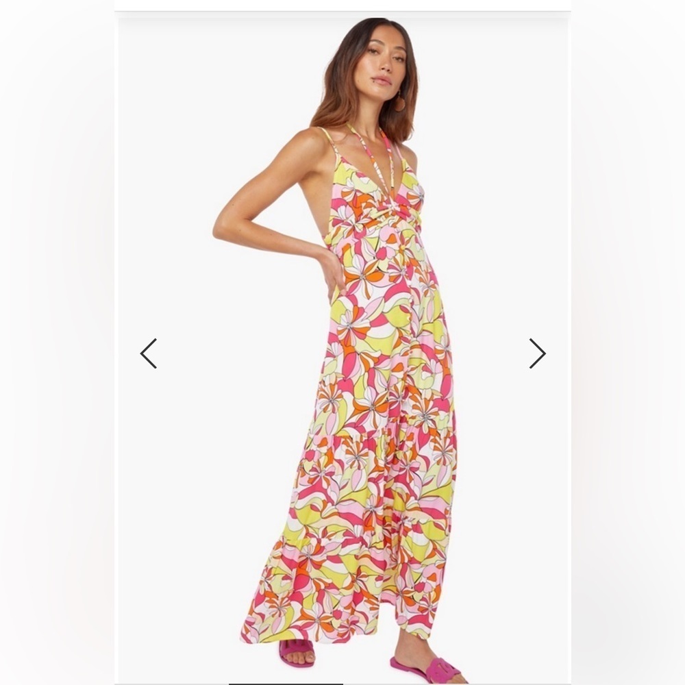 NWT JustFab Floral Print Tiered Maxi Dress S Spring In Love Dress Bliss Blossom
